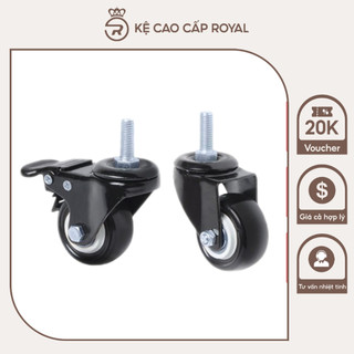 Bánh xe lắp kệ để đồ nhà bếp loại có ren M8 kích thước bánh 40mm