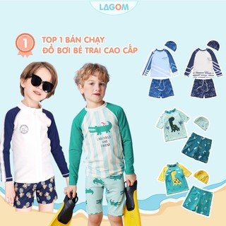 [11-32kg] Đồ Bơi Bé Trai Tay Dài 1-10 Tuổi| Set Quần Áo Bơi Chống Nắng Cao Cấp