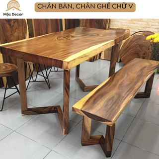 Chân Bàn Gỗ Tự Nhiên Nguyên Khối Chữ V