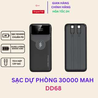Sạc Dự Phòng APD STORE DD68, Dung lượng 30000mah, Tích Hợp Dây Sạc, Thích Hợp Mọi Loại Máy Điện Thoại, Bảo Hành 6 Tháng