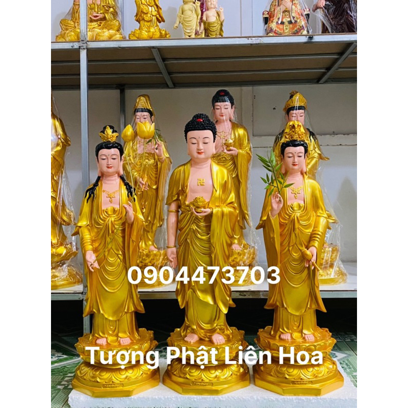 Tam Thánh Tây Phương 70cm vàng nhũ CÓ SẴN GIAO NGAY