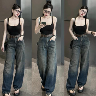   S-2Xl  HHCHOU-Quần Jeans Suông Trơn Vải QC mềm có 2 Chiều dài 103 cm và 95cm  HHCHOU3344 