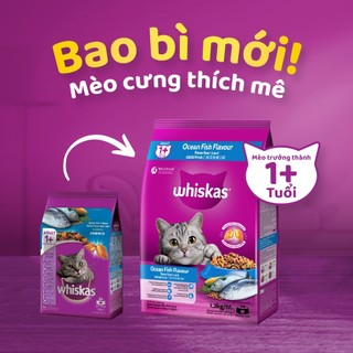 Thức ăn hạt dành cho mèo lớn Whiskas 1.2Kg vị Cá Thu - Cá Ngừ - Cá Biển