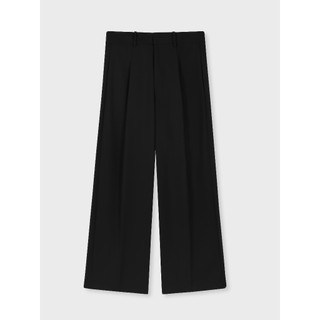 Gian saigon - quần ống rộng cạp cao- wool-blend pleated trouser- màu đen