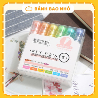Set 6 bút highlight màu macaroon pastel xinh xắn, bút dạ quang đánh dấu ghi chú tiện lợi