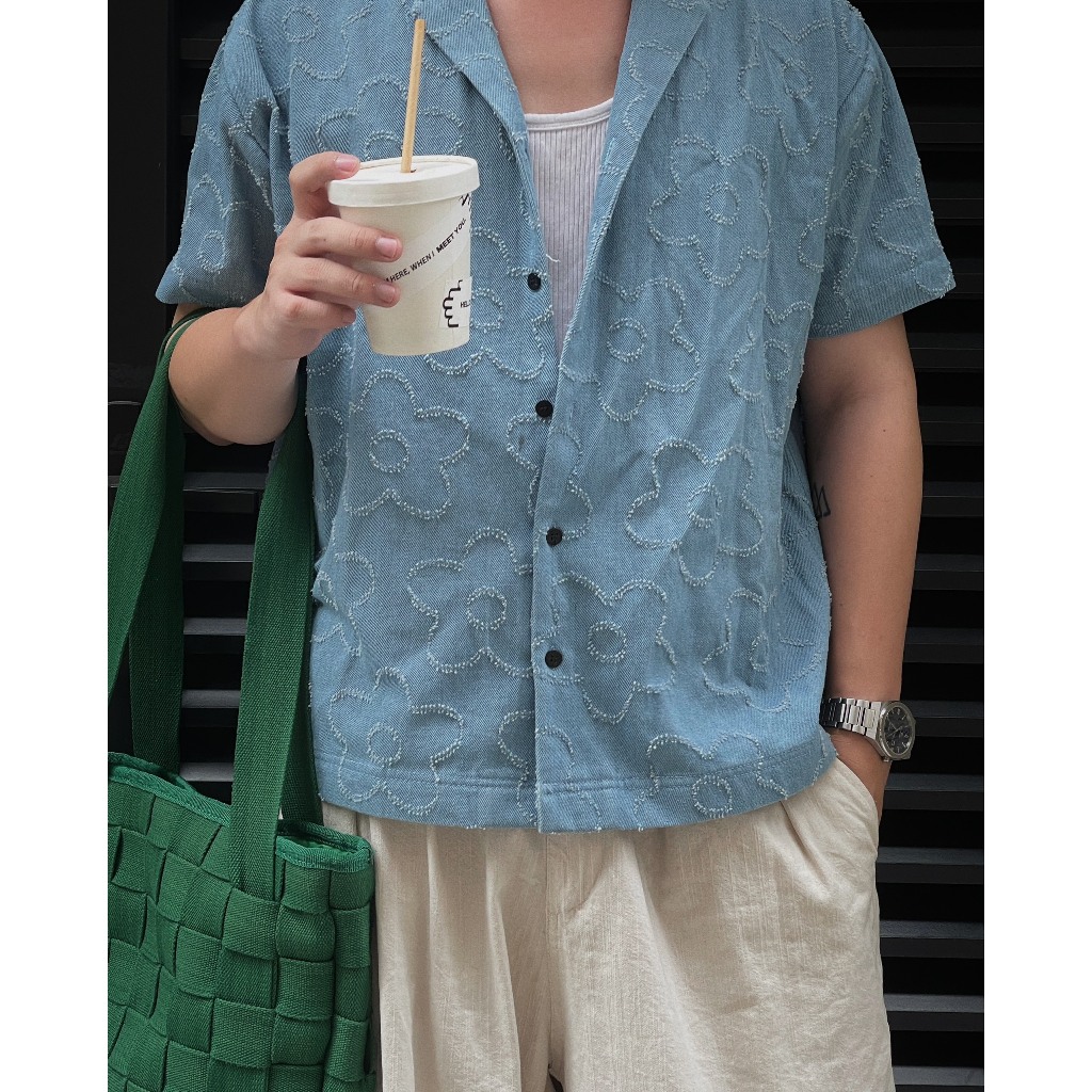 FLORAL DENIM SHIRT - Áo sơ mi denim hoa