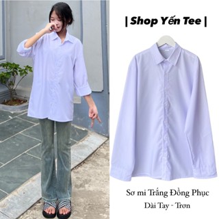 ( Từ 30kg-100kg ) Áo sơ mi trắng đồng phục nam nữ Yến Tee, đi học, đi họp, lịch sự đơn giản, chất mát