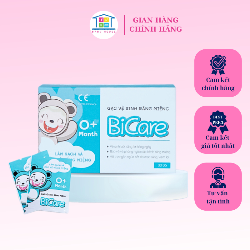 Gạc Vệ Sinh Răng Miệng BiCare Gạc Rơ lưỡi Cho Bé (1 hộp/ 30 gói)