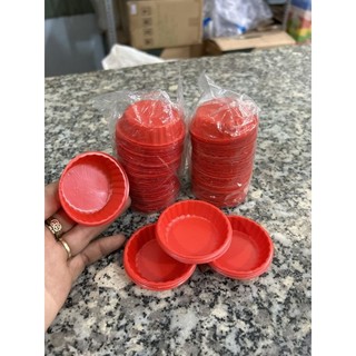 Set 100 chén tương đỏ loại nhỏ bằng nhựa dùng 1 lần