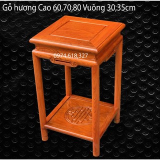 Đôn vuông chân tròn bày đồ gỗ hương cao 60,70,80cm