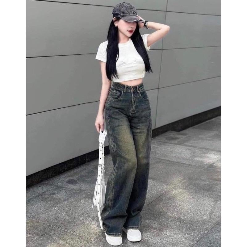 Quần Jeans Suông NDforgirl Viền Sườn Nổi Cạp, Mẫu Mới Cạp Cao, Màu Mới Lạ Mắt Phong Cách Hàn Quốc Nữ Women | BigBuy360 - bigbuy360.vn