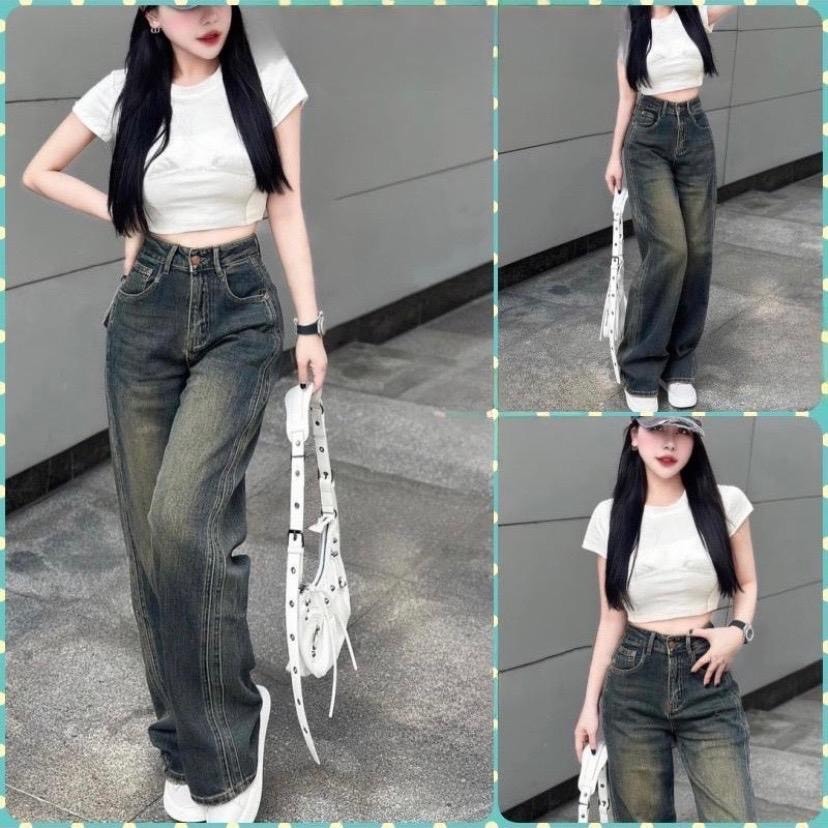 Quần Jeans Suông NDforgirl Viền Sườn Nổi Cạp, Mẫu Mới Cạp Cao, Màu Mới Lạ Mắt Phong Cách Hàn Quốc Nữ Women | BigBuy360 - bigbuy360.vn