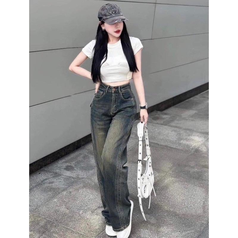 Quần Jeans Suông NDforgirl Viền Sườn Nổi Cạp, Mẫu Mới Cạp Cao, Màu Mới Lạ Mắt Phong Cách Hàn Quốc Nữ Women | BigBuy360 - bigbuy360.vn