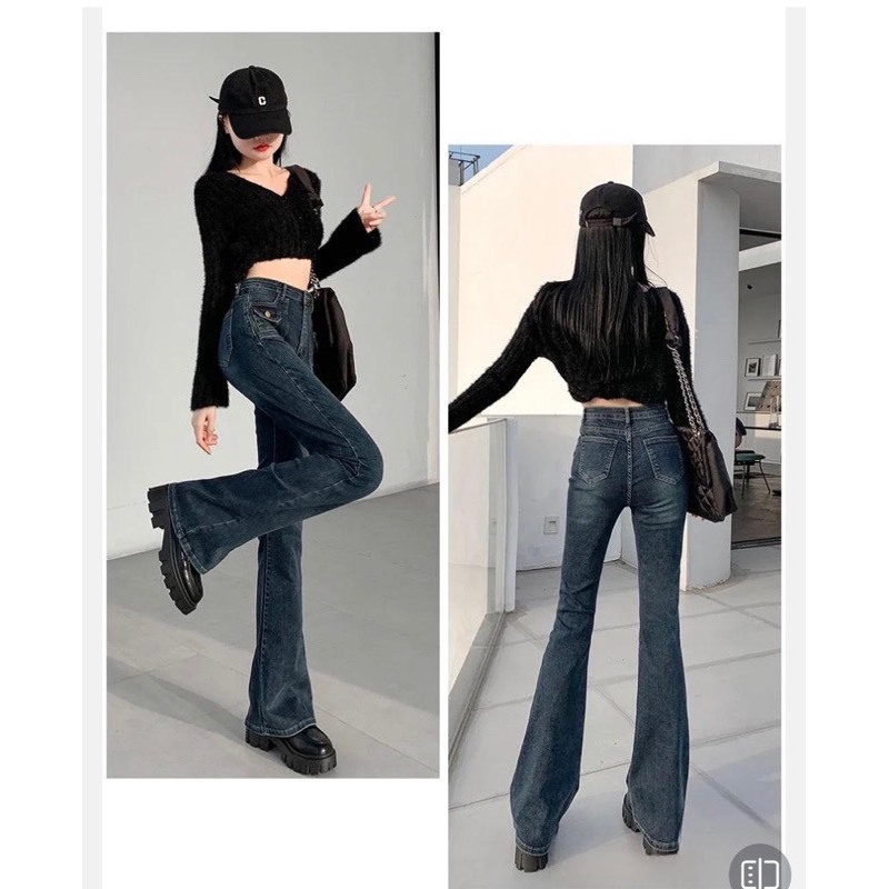Quần Jean Nữ Loe Túi Hộp NDforgirl Co Giãn Cao Cấp Quần Bò Nữ Ống Loe Co Giãn 4 Chiều Phối Đồ Siêu Xinh Mới Lạ | BigBuy360 - bigbuy360.vn