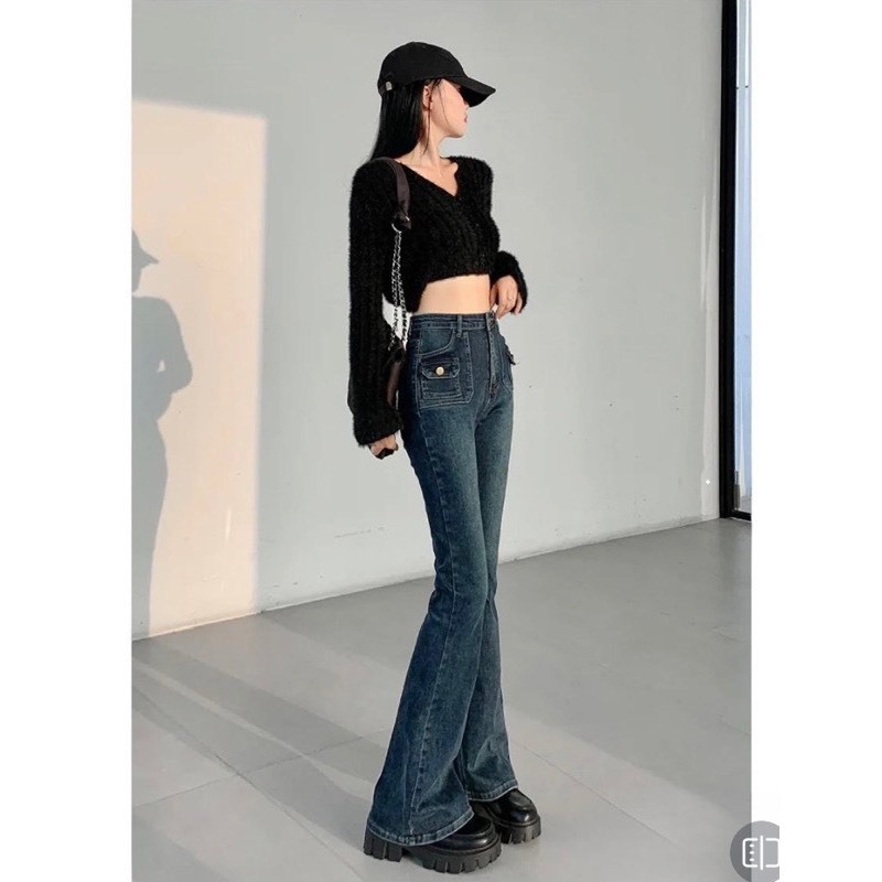 Quần Jean Nữ Loe Túi Hộp NDforgirl Co Giãn Cao Cấp Quần Bò Nữ Ống Loe Co Giãn 4 Chiều Phối Đồ Siêu Xinh Mới Lạ | BigBuy360 - bigbuy360.vn