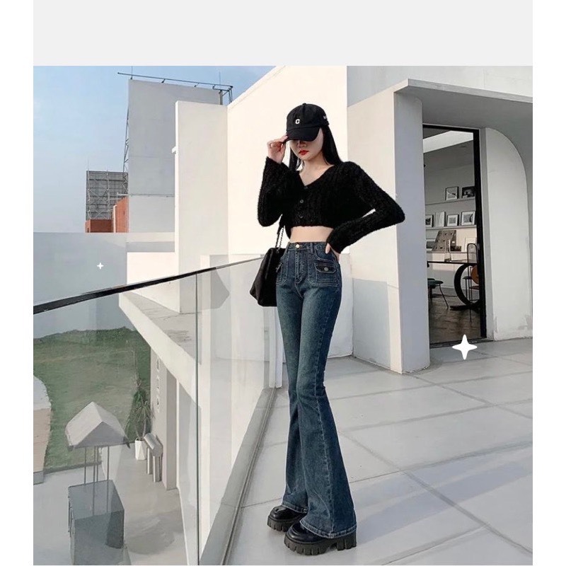 Quần Jean Nữ Loe Túi Hộp NDforgirl Co Giãn Cao Cấp Quần Bò Nữ Ống Loe Co Giãn 4 Chiều Phối Đồ Siêu Xinh Mới Lạ | BigBuy360 - bigbuy360.vn