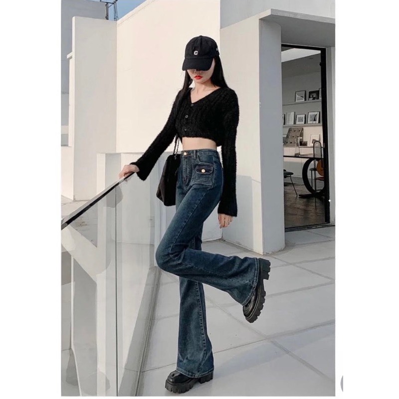 Quần Jean Nữ Loe Túi Hộp NDforgirl Co Giãn Cao Cấp Quần Bò Nữ Ống Loe Co Giãn 4 Chiều Phối Đồ Siêu Xinh Mới Lạ | BigBuy360 - bigbuy360.vn