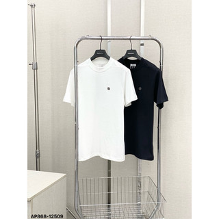 Áo cộc đì ô bản trơn đính tag ngực-Áo nam nữ đì ô bản bo cổ dễ phối đồ