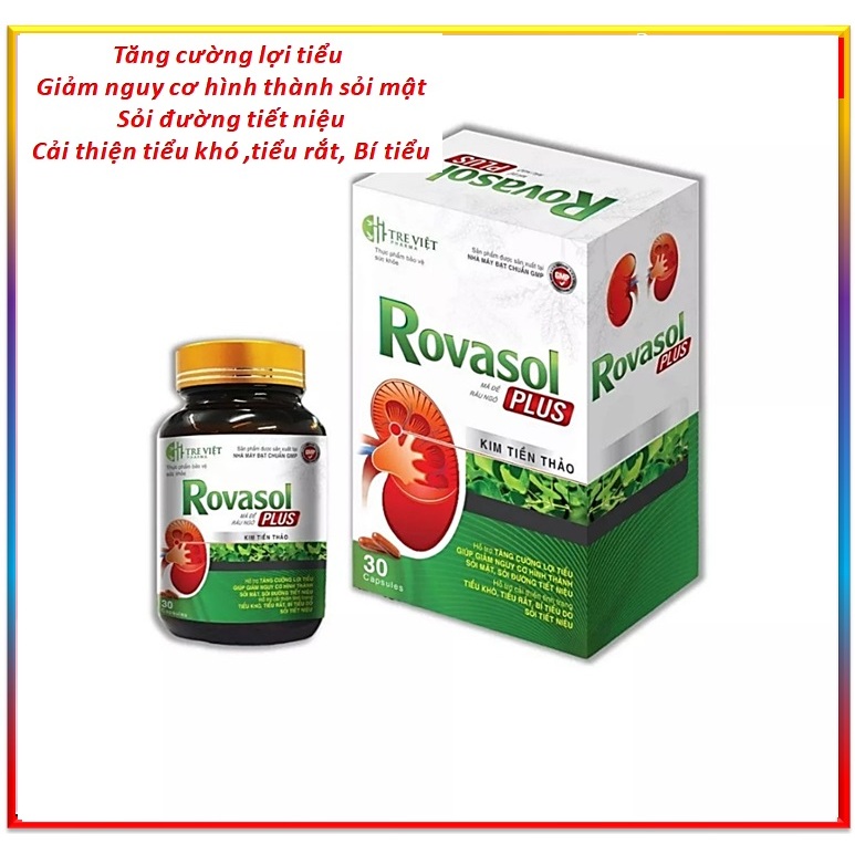 Viên Uống Kim Tiền Thảo Rovasol Hỗ TRợ giảm Nguy Cơ Sỏi Thận , Sỏi Bàng Quang , Sỏi Mật giúp Lợi Tiểu Cải Thiện Tình