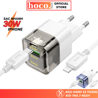 Bộ sạc nhanh 30W Hoco củ sạc pd30w kèm dây siêu bền type c sang iP xs max 11 12 13 14 15 pro max