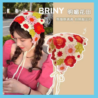 Khăn trùm đầu, khăn turban đi biển, băng đô đan len, khăn đội đầu hoa đi du lịch Briny K03