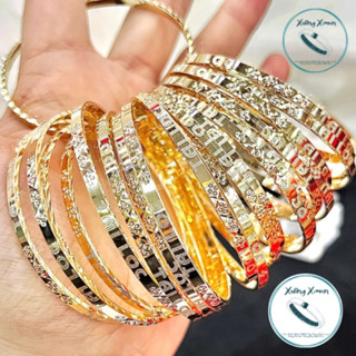 Bộ 7, Bộ 9 Chiếc Vòng Ximen Đồng Vàng Mẫu TÀI LỘC Màu 610 Sài Gòn Bảng 4Li. Không Phai Trắng, Đen