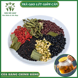 Trà gạo lứt giảm cân gồm gạo lứt, đậu đen, hoa nhài, cỏ ngọt, kỳ tử, đậu đỏ, lá nếp - thảo mộc shop