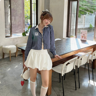 Áo Sơ Mi Kẻ Sọc SC001 Vải Kate Italy ONYOU - Local Brand Chính Hãng dáng croptop dài tay có khóa kéo SC001