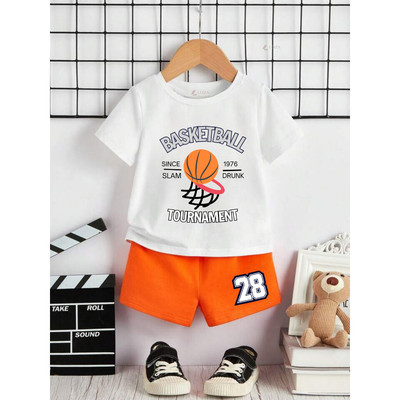 Bộ quần áo bé trai in hình bóng rổ - Set đồ bộ bé trai cân nặng từ 15-40kg- Loza Kids BD006