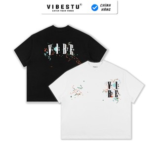 Áo Thun Local Brand VIBESTU " Spilled Paint ", Áo Thun Boxy Form Rộng Unisex 250Gsm 100% Cotton