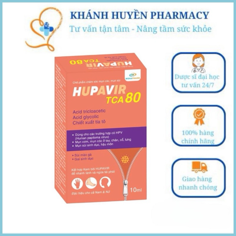 {Che tên} Bộ chấm rụng sùi Hupavir TCA, bôi Hupavir Ointment 20g, hàng chính hãng, hỗ trợ sùi mào gà, mụn cơm, mụn cóc