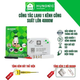 Công tắc wifi Lahu 4000W Hunonic dùng cho máy bơm, bình nóng lạnh Công tắc điều khiển từ xa qua điện thoại