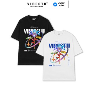 Áo Thun Local Brand VIBESTU  Flower Power, Áo Thun Unisex Nam Nữ Form Oversize 250Gsm 100% Cotton