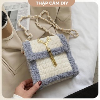 Túi tự đan handmade, túi len tự đan túi đeo chéo handmade