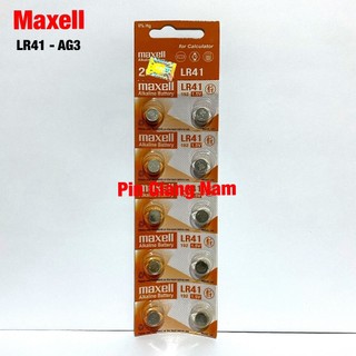 Pin LR41 192 AG3 Maxell Alkaline 1.5V Hàng Chính Hãng Vỉ 10 Viên
