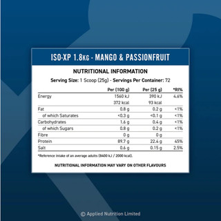 ISO XP (1.8KG 72 SERVINGS) - Applied Nutrition - Whey Protein Isolate cao cấp hỗ trợ phát triển cơ