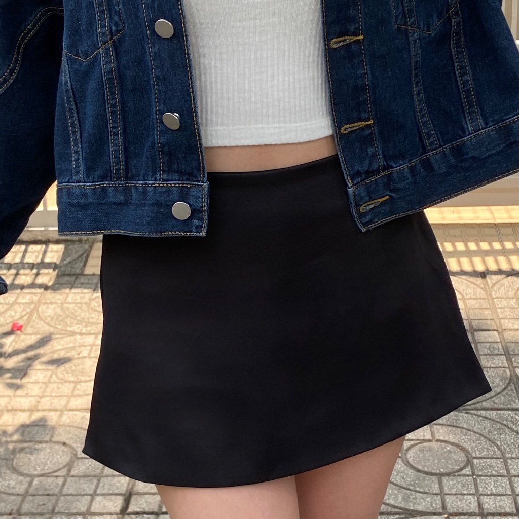 Chân váy đen trơn basic NGẮN Ayla Skirt có quần bảo hộ mini skirt