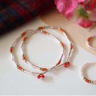 Vòng tay/Nhẫn hạt cườm Cherry (Mẫu mới)