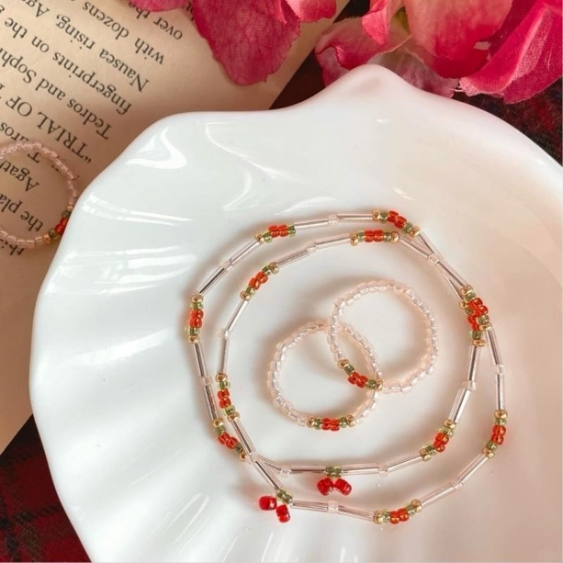 Vòng tay/Nhẫn hạt cườm Cherry (Mẫu mới)