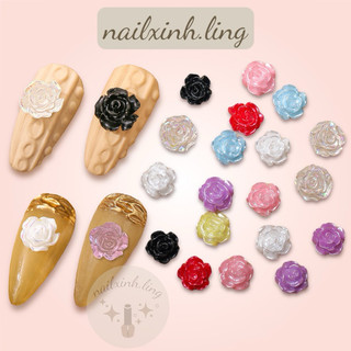 Charm hoa hồng 3d đính móng nghệ thuật nhiều màu đủ size r5 - set 10 charm hoa trà nổi gắn nail phụ kiện trang trí móng