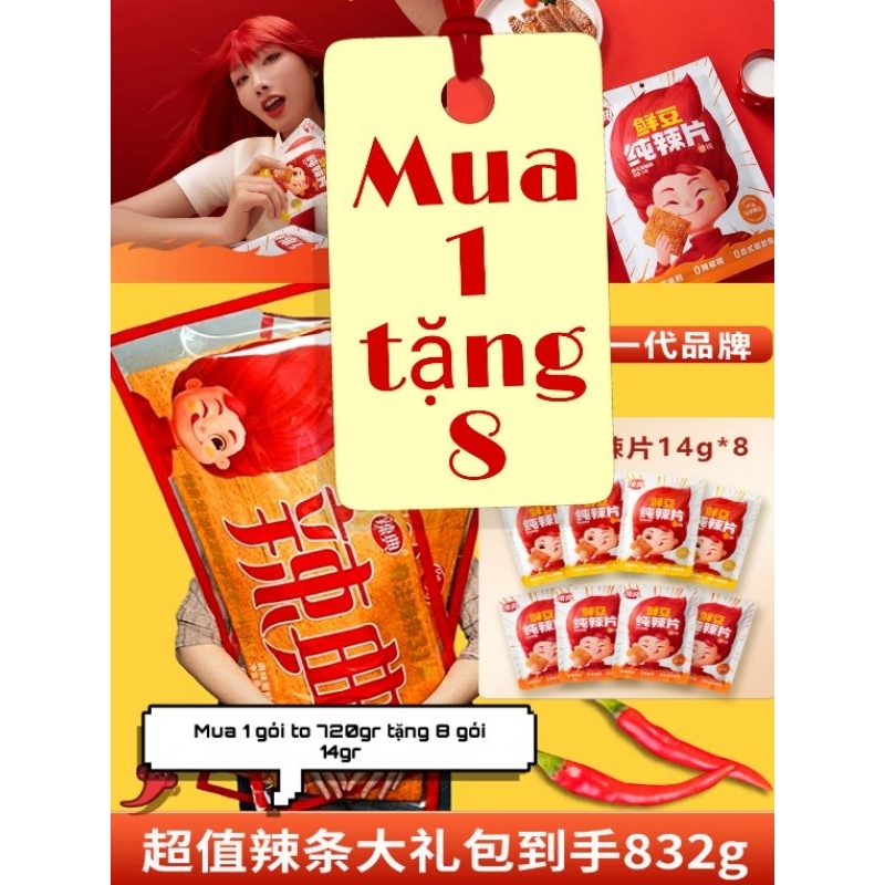 Mua 1 tặng 8 - Que cay siêu to khổng lồ nội địa Trung 720g, Que cay khổng lồ chuẩn vị tuổi thơ