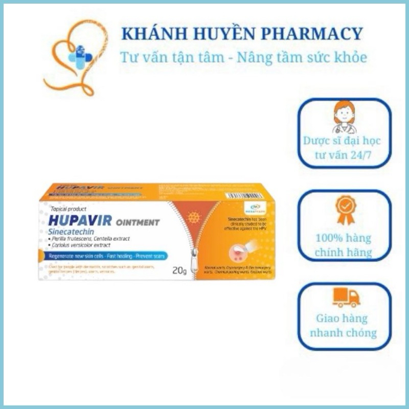 {Che tên} Hupavir Ointment, hỗ trợ giảm sùi cho nam và nữ, bôi được ở miệng lưỡi và vết thương hở, 20g