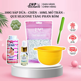 Combo 100g sáp,chén,10ml mỡ,que silicon tặng phấn rôm giúp triệt lông tay,chân,nách ,râu