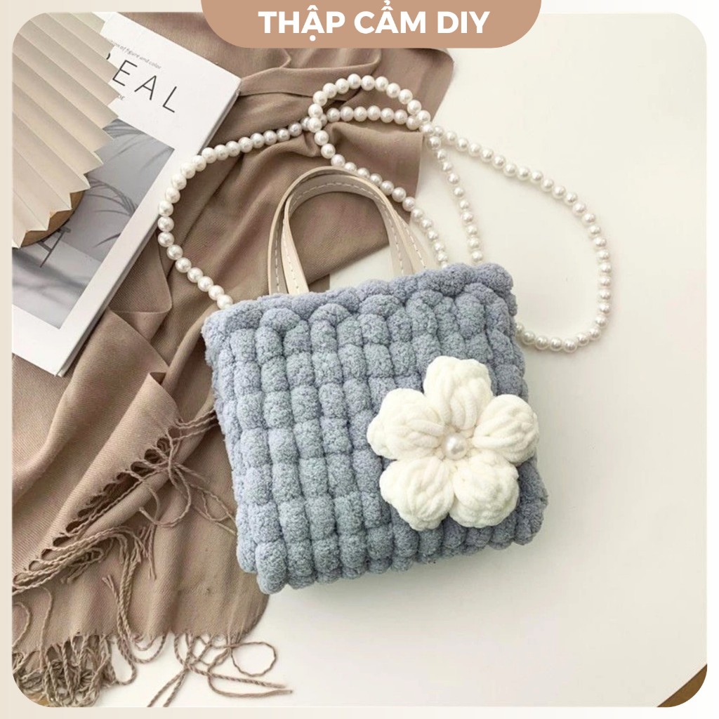 Túi Tự Đan Handmade, Túi Len Tự Đan Phối Hoa Len[Có Video Hướng Dẫn]