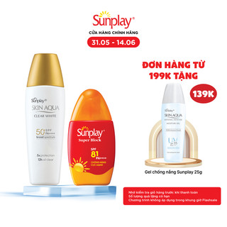  Combo chống nắng, kiềm dầu cho mặt và chống nắng toàn thân cực mạnh Sunplay(Clear White 25g + Super Block 30g)