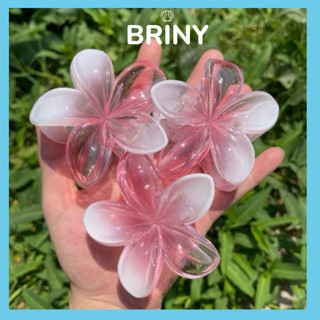 Kẹp tóc hoa sứ Hologram thạch hồng pastel 8cm Phong cách hàn quốc kẹp càng cua Briny H04