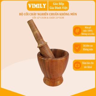 Bộ Cối Chày Bằng Gỗ Nghiến Kích Cỡ Nhỏ Vừa