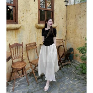 Sét áo kiểu phối chân váy tơ tahe a266