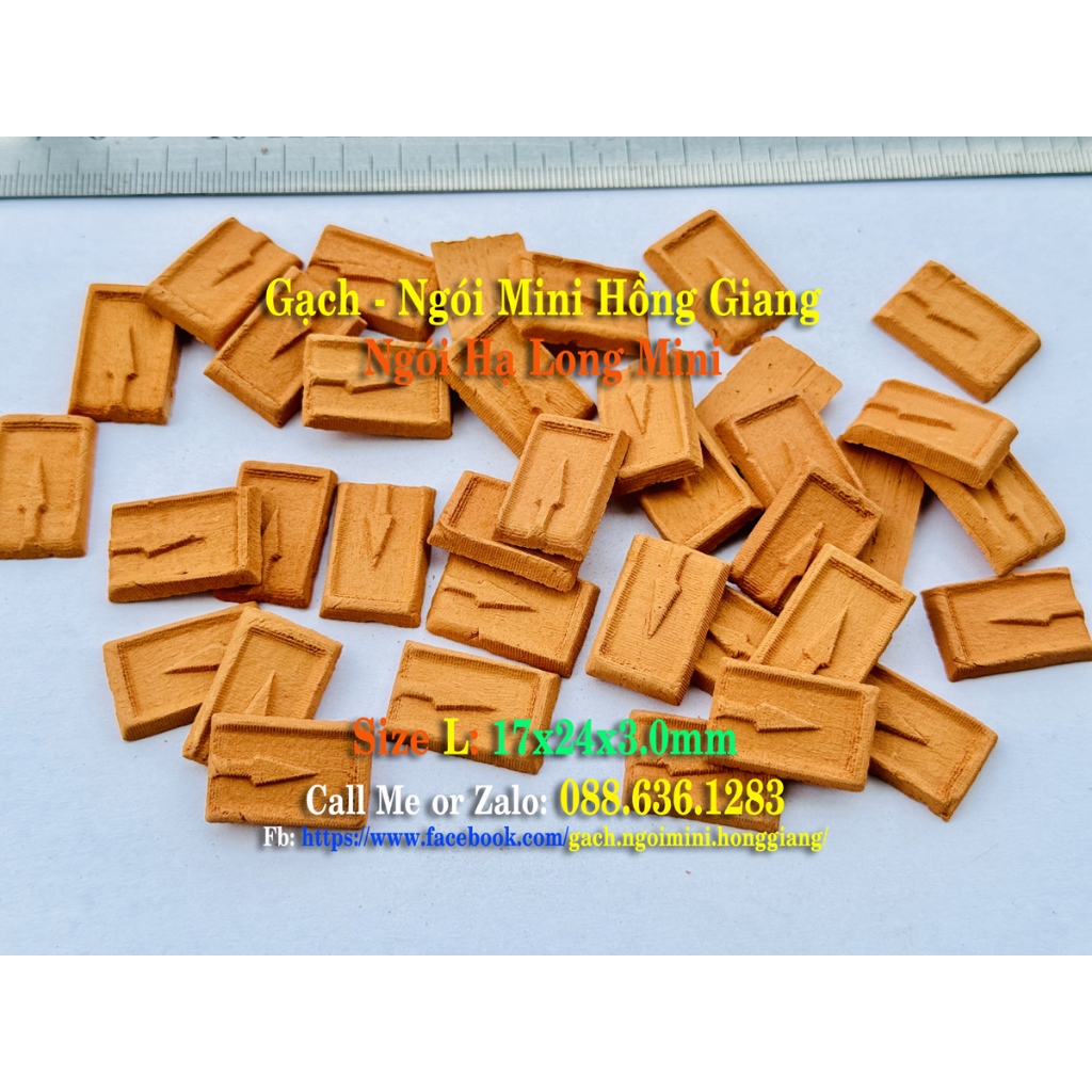 Combo 100 viên Ngói Hạ Long Mini Hồng Giang Size L, xây nhà mini, mô hình tiểu cảnh, trang trí sân vườn