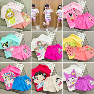 Đồ bộ lửng bé gái thun cotton xuất dư size đại